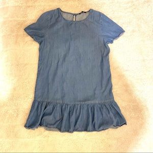 Denim Ruffle Mini Dress